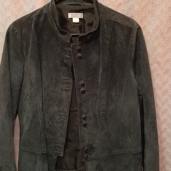 Christopher & Banks Jackets & Blazers - Vintage C&B Hunter Green Pig Skin Leather